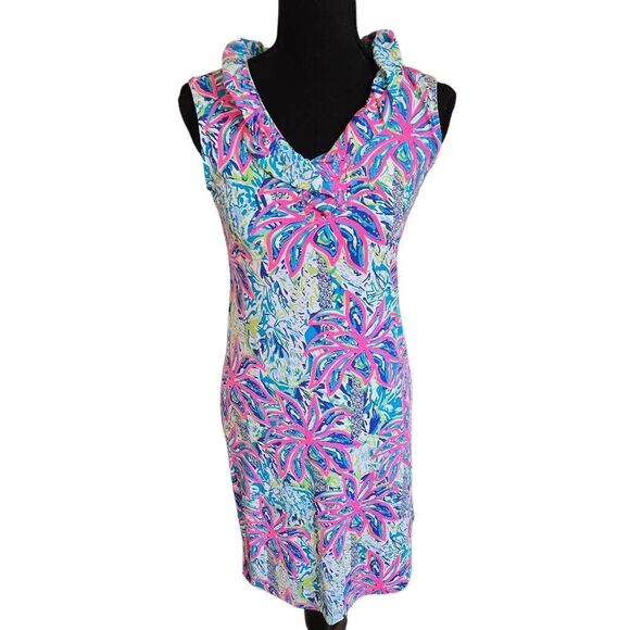 Lulu B Women's Floral Sleeveless Ruffle V Neck Mini A-Line Dress Multicolor XS - Picture 1 of 12